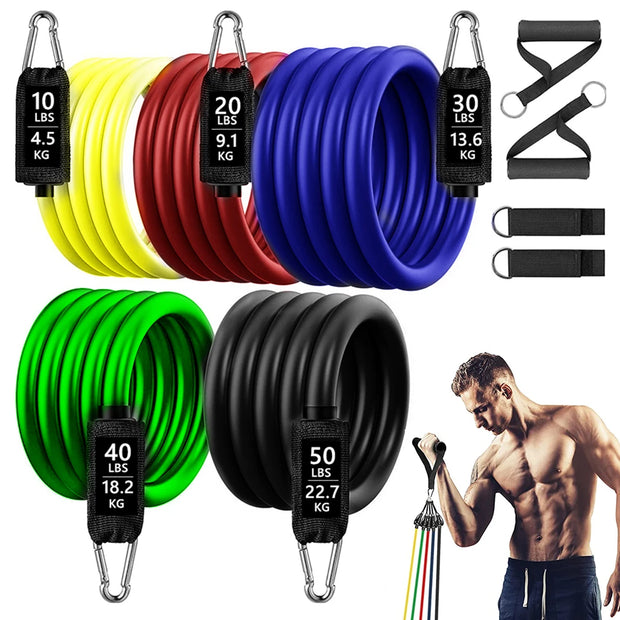 360lbs Fitness Exercises Resistance Bands Set Elastic Tubes Pull Rope Yoga Band Training Workout Equipment for Home Gym Weight