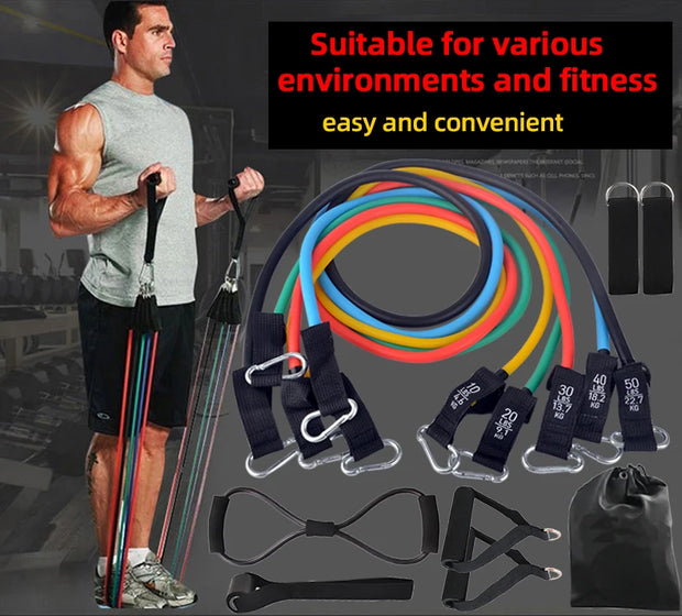 12PCS Resistance Bands Set Bodybuilding Home Gym Equipment Professional Training Weight Fitness Elastic Rubber Bands Expander