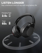 FIFINE Bluetooth wireless headset,Noise Canceling Headphones withe Transparency Mode,Deep Bass,Clear Calls,65H Playtime -X3