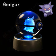 Pokemon 3D Crystal Ball Pikachu Gengar Mew Mewtwo Figurines Lamp Base Pokeball 3D Pokemon Glass Ball Statue Kids Birthday Gift