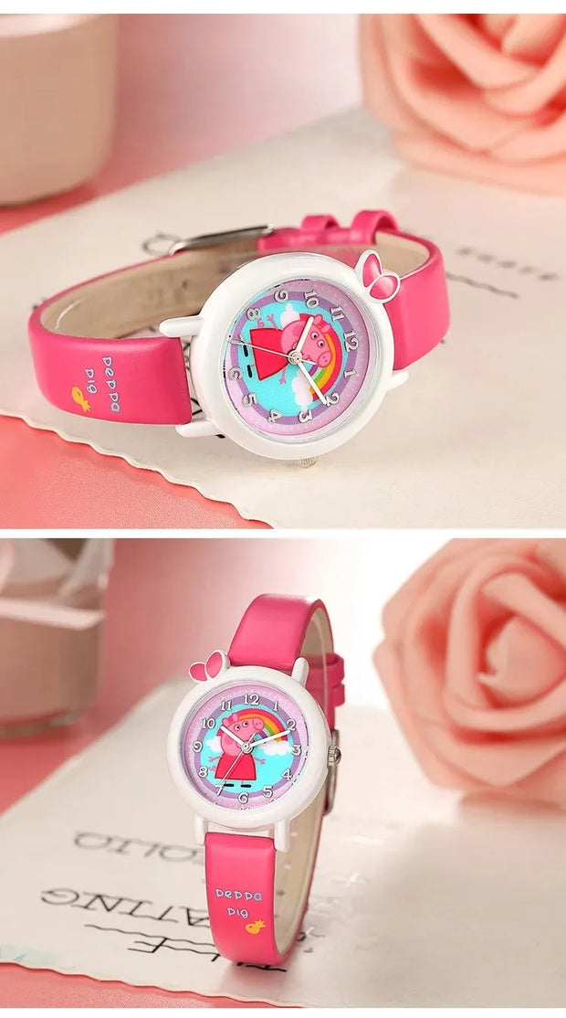 New Peppa Pig Children's Watch Waterproof Quartz Watch Activity Doll Toy Girl and Boy Cute Anime Watch Anime Gift