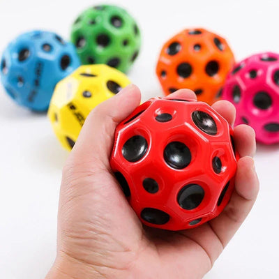 Kids High Resilience Hole Ball Soft Bouncy Ball Anti-fall Moon Shape Porous Bouncy Ball Outdoor Sport Toy Ergonomic Squeeze Toys