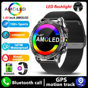 2024 New Real AMOLED Smart Watch Men 450 mAh Battery Fitness Tracker IP68 Waterproof Bluetooth Call Smartwatch For Huawei Xiaomi