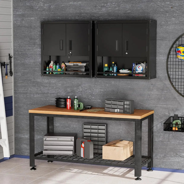 VINGLI Upgraded Wide & Deep Garage Storage Cabinet, Metal Storage Cabinet with Pegboards, Wheels, Locking Doors and Adjustable S