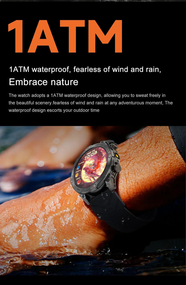 2024 For Xiaomi Outdoor Military Flashlight GPS Smart Watch Man AMOLED HD Screen Heart Rate BT Call 5ATM Waterproof Smartwatches