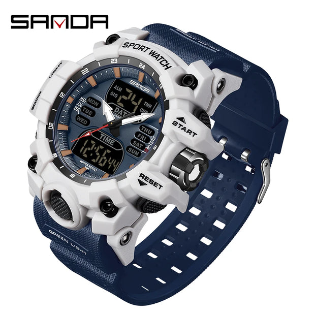 New 2024 Step Calorimeter Single Display Electronic Sanda 6126 Watch Simple Nightlight Waterproof Sports Electronic Watch