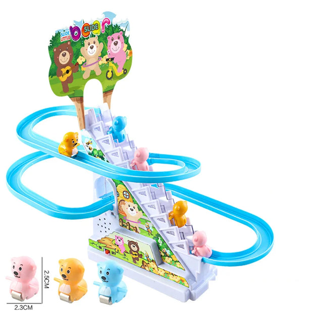 Children Fun Toy Small Duck Penguin Electronic Climbing Stairs Track Toy Light Musical Slide Track Coaster Baby Educational Gift