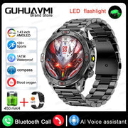 2024 For Xiaomi Outdoor Military Flashlight GPS Smart Watch Man AMOLED HD Screen Heart Rate BT Call 5ATM Waterproof Smartwatches