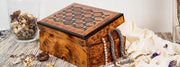 Storage Wooden Box Hand Carved Keepsake with Ebony Wood and Mother of Pearl, (Large Wood Box,Antique, Storage Bins