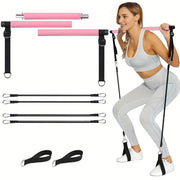 Pilates Bar Kit with Resistance Bands,3-Section Pilates Bar with Stackable Bands Workout Equipment for Legs,Hip,Waist and Arm,Ex