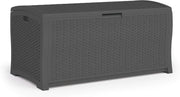 Suncast 122-Gallon Extra Large Resin Wicker Outdoor Storage Deck Box, Peppercorn