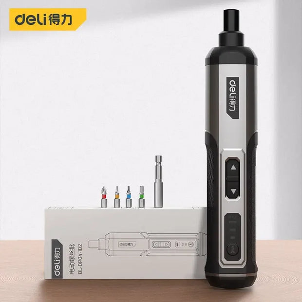 Deli Electric Screwdriver 3-Speed Large Torque Cordless 2000mAh Battery Drill 4V Power Tools Set Household Maintenance Repair