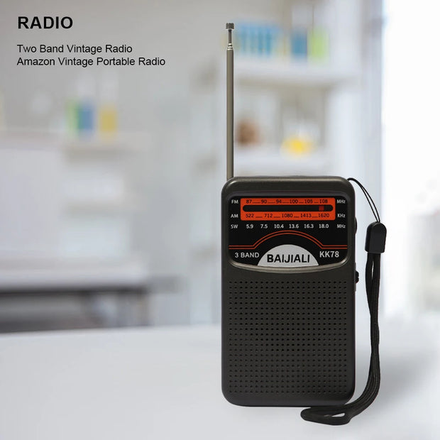 Handheld Radio Built-in Speaker Stereo Radio Telescopic Antenna SW AM FM Mini Portable Radio Outdoor Emergency Speaker Device