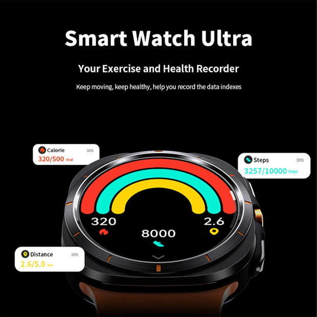 2024 New Multifunction Galaxy Smart Watch 7 Ultra Men AMOLED Screen Multi-Function Sports Fitness Tracker Health Men Smartwatch