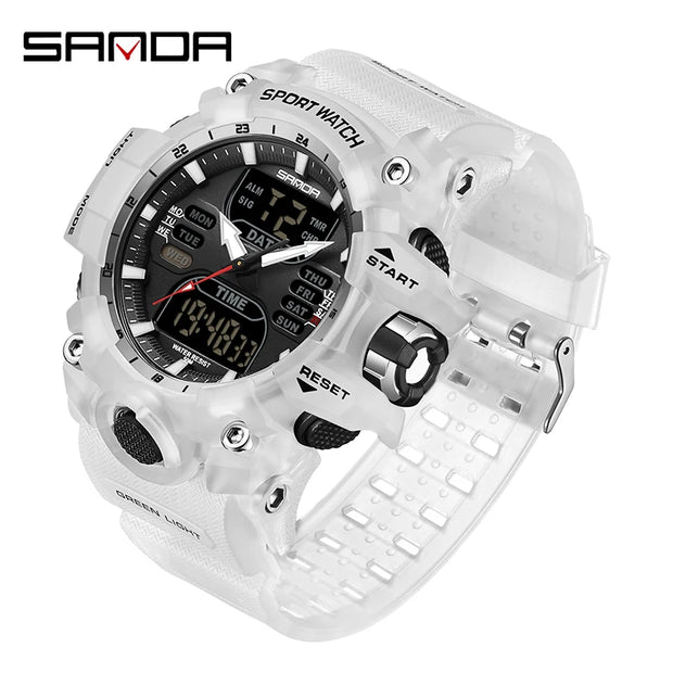 New 2024 Step Calorimeter Single Display Electronic Sanda 6126 Watch Simple Nightlight Waterproof Sports Electronic Watch