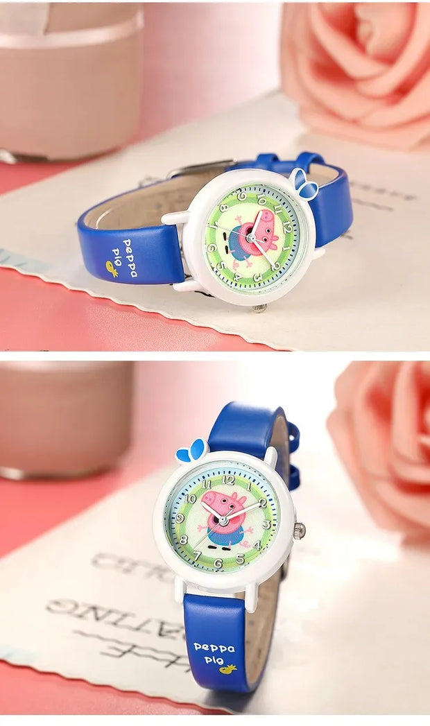 New Peppa Pig Children's Watch Waterproof Quartz Watch Activity Doll Toy Girl and Boy Cute Anime Watch Anime Gift