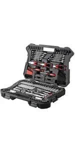 312-Piece Mechanics Tool Set and Socket Set, Professional, SAE/Metric