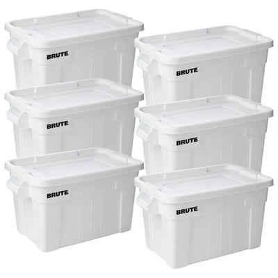 Commercial Products Tote Storage Bin with Lid, 20-Gallon, White, Rugged/Reusable Boxes