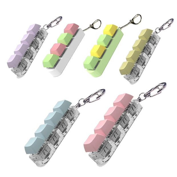 Button Keycap Fidget Keychain 4 Keys Keyboard Decompression Toys DIY Keyboard Keychain Toys for Adult Gifts To Relief Pass Time