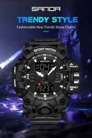 New 2024 Step Calorimeter Single Display Electronic Sanda 6126 Watch Simple Nightlight Waterproof Sports Electronic Watch