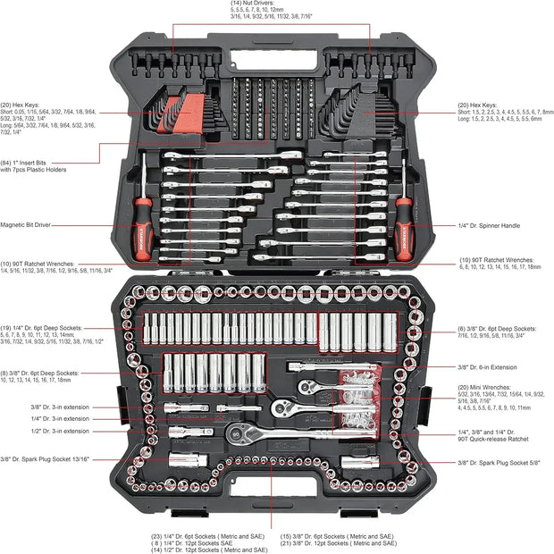 MECHANIC™ 303-Piece Mechanics Tool Set and Socket Set, Professional, SAE/Metric