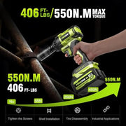 Brushless Cordless Impact Wrench 550N.m High Torque 406Ft-lbs 1/2 inch Impact Gun 2800RPM 2x 4.0Ah Battery Pack Kit