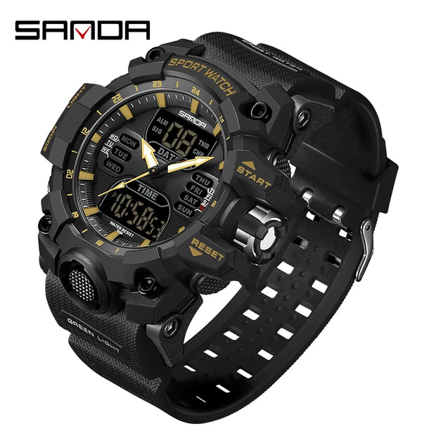 New 2024 Step Calorimeter Single Display Electronic Sanda 6126 Watch Simple Nightlight Waterproof Sports Electronic Watch