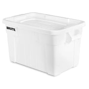 Commercial Products Tote Storage Bin with Lid, 20-Gallon, White, Rugged/Reusable Boxes