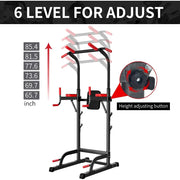 Power Tower Dip Station, Pull Up Bar Station & Multi-Function Gym Equipment Adujustable Height Up to 85.5",Load 350LBS