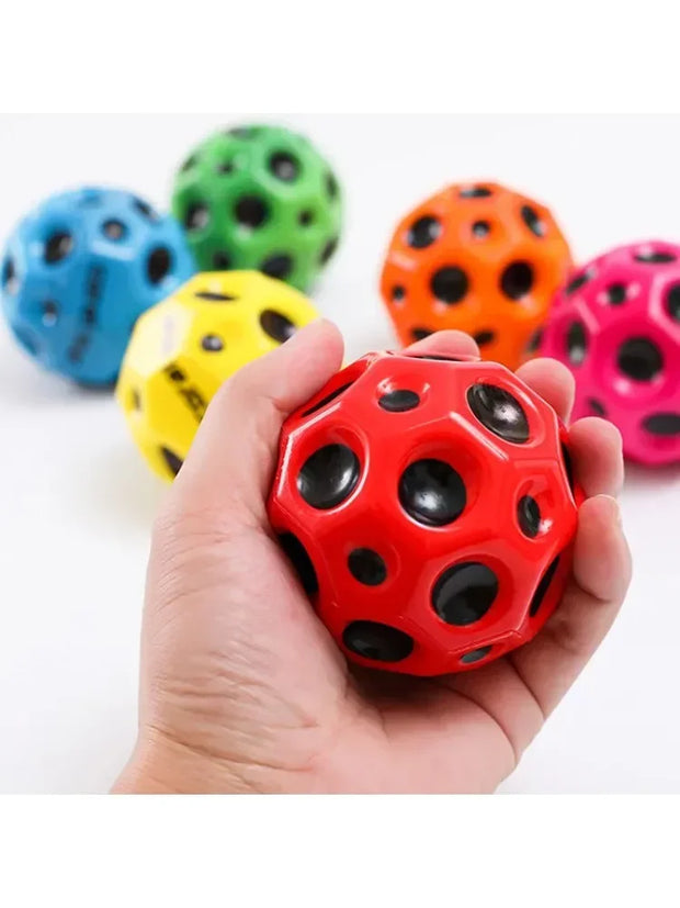 Kids High Resilience Hole Ball Soft Bouncy Ball Anti-fall Moon Shape Porous Bouncy Ball Outdoor Sport Toy Ergonomic Squeeze Toys