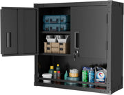 VINGLI Upgraded Wide & Deep Garage Storage Cabinet, Metal Storage Cabinet with Pegboards, Wheels, Locking Doors and Adjustable S