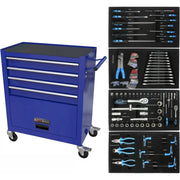 238pcs, Mechanic Cart, Rolling Box Socket Wrench Ratchet Plier Screwdriver, Set Mechanics Kit Organizer Workshop , Blu