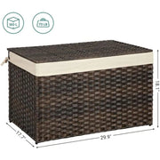 Storage Basket with Lid, 42.3 Gallon (160L) Storage Bin, Woven Blanket Storage Basket with Handles, Foldable, Removable Liner