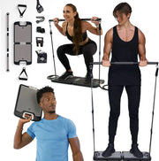 Gym - Portable Home Gym Strength Training Equipment, at Home Gym | All in One Gym - Resistance Bands, Base Holds Gym Bar