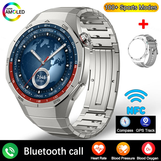 For Huawei GT5 Pro GPS Compass NFC Smart Watch Outdoor Sports Man AMOLED BT Call IP68 Watch 5 Upgraded Smartwatch Men 1GB Memory