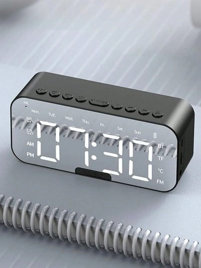 AI Smart Alarm Clock Wireless Speaker, Multi-functional Subwoofer Electronic Clock Announcer, High Sound Quality Mini Wireless S