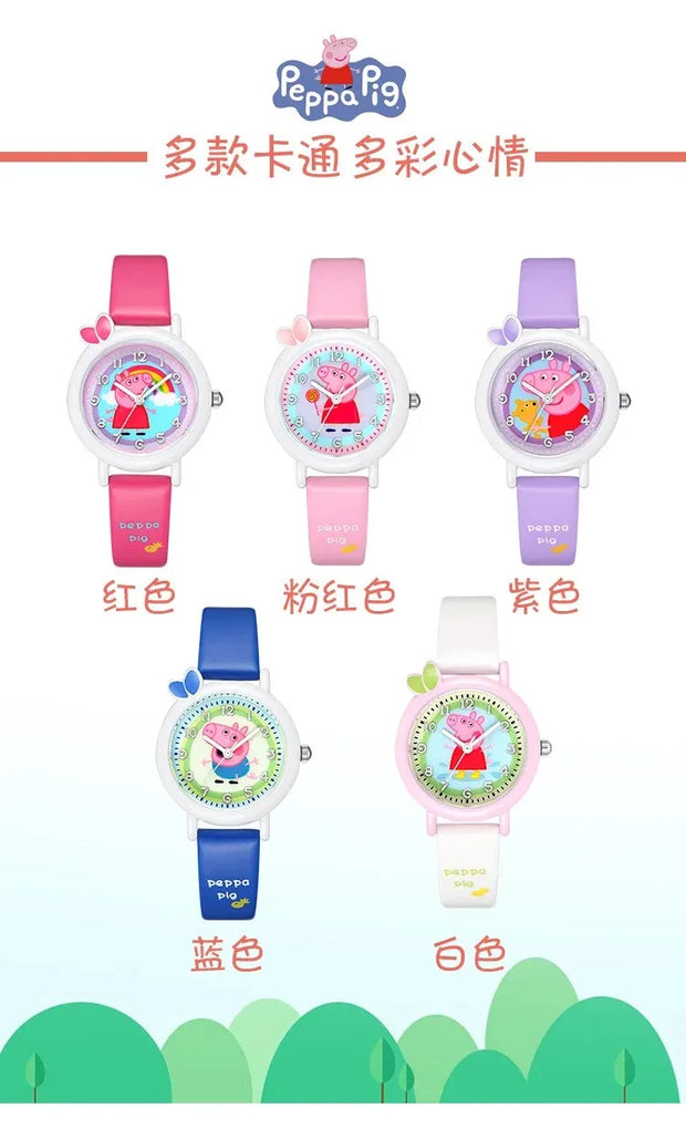 New Peppa Pig Children's Watch Waterproof Quartz Watch Activity Doll Toy Girl and Boy Cute Anime Watch Anime Gift