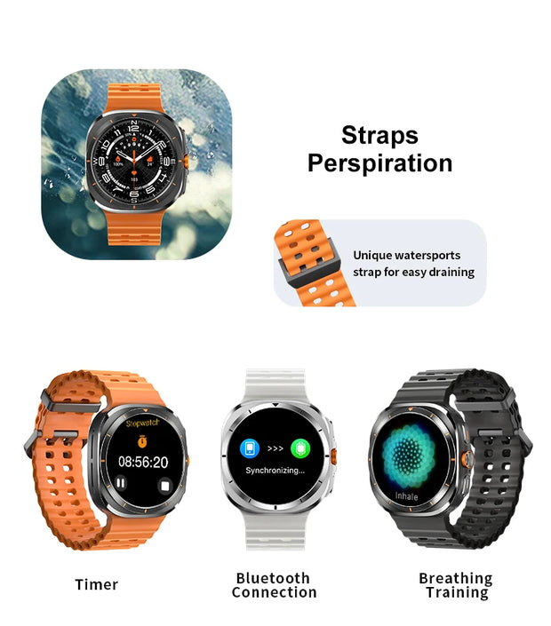 For Samsung Galaxy Watch 7 Ultra Men Smart Watch1.5inch Raise Hand Bright Screen Bluetooth Call GPS Sports Track SmartWatch 2024