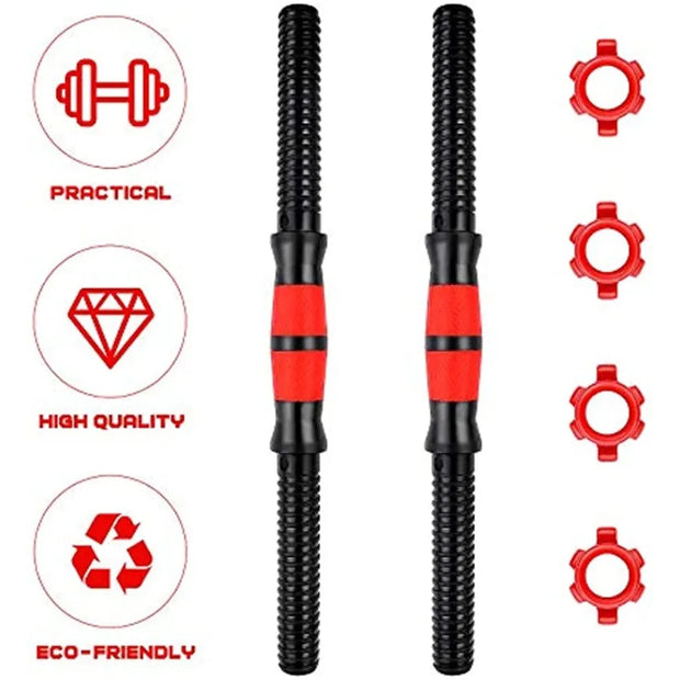 New PVC Dumbbell Bar Home Gym Accessories Durable Barbell Buckle Fitness Equipment Spin-Lock Collars Threaded Dumbbell Handles