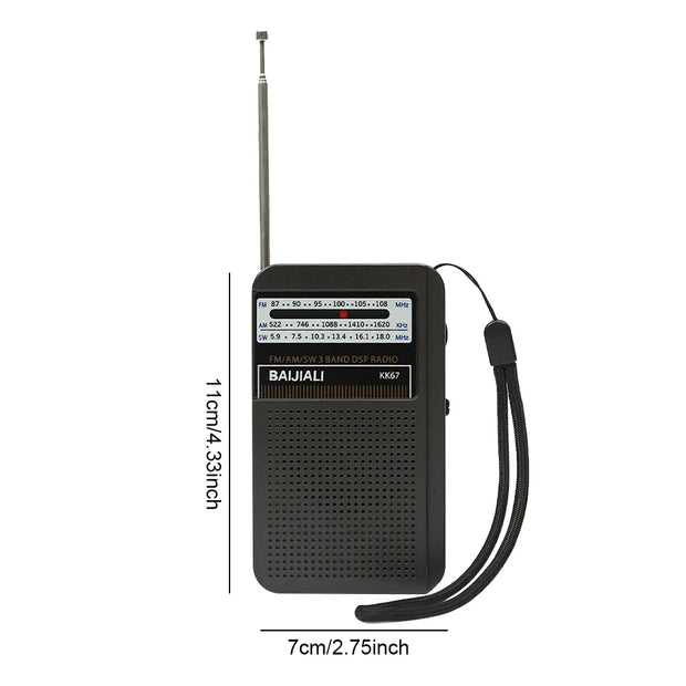 Handheld Radio Built-in Speaker Stereo Radio Telescopic Antenna SW AM FM Mini Portable Radio Outdoor Emergency Speaker Device