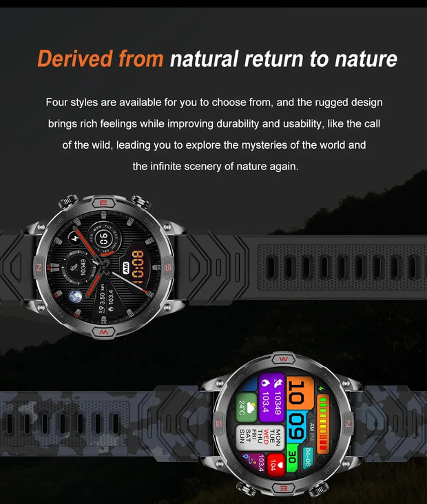 2024 For Xiaomi Outdoor Military Flashlight GPS Smart Watch Man AMOLED HD Screen Heart Rate BT Call 5ATM Waterproof Smartwatches