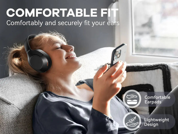 FIFINE Bluetooth wireless headset,Noise Canceling Headphones withe Transparency Mode,Deep Bass,Clear Calls,65H Playtime -X3