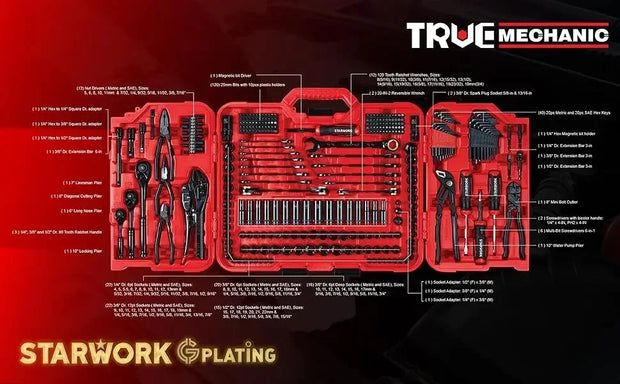 312-Piece Mechanics Tool Set and Socket Set, Professional, SAE/Metric