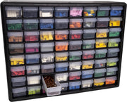 10164 64 Drawer Plastic Parts Storage Hardware and Craft Cabinet, 20" x 15.75", Black & 10164, 64   H