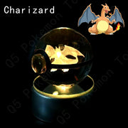 Pokemon 3D Crystal Ball Pikachu Gengar Mew Mewtwo Figurines Lamp Base Pokeball 3D Pokemon Glass Ball Statue Kids Birthday Gift