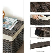 Storage Basket with Lid, 42.3 Gallon (160L) Storage Bin, Woven Blanket Storage Basket with Handles, Foldable, Removable Liner