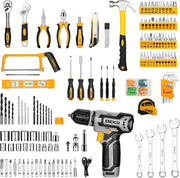 Home Mechanic Toolbox with 12V Power Cordless Drill Hand Repair Tools Sets Combo Kits Storage Organizer Drawer Case for Men