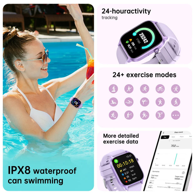 IUTECH Y7PRO Smart Watch 2024 Men Women 1.85 inch Screen Bluetooth Call Watch Health Monitor Waterproof Sports Swim Smartwatch