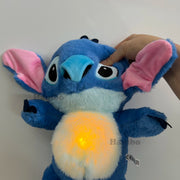 30cm Breathing Stitch with Air Bag and Light Soothing Bear Plush Doll for Baby Sleeping Companion Sound Musical Kawaii Toys Gift