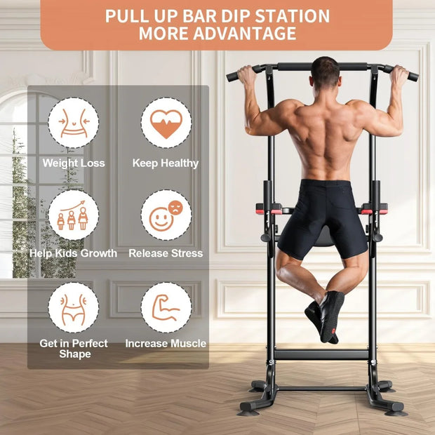 Pull Up Bar Power Tower Dip Bar Station Dip Stand Multi-Functional Workout Equipment Strength Training Machine  Home Gym